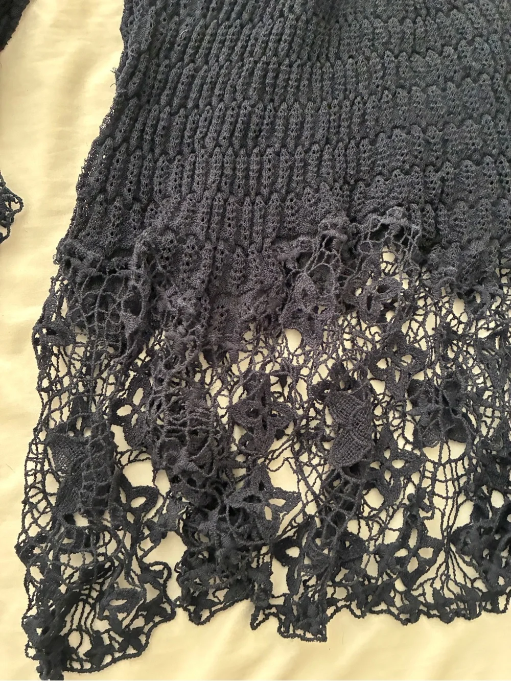Free People Navy Crochet-Knit Scoop Neck Top- brand new